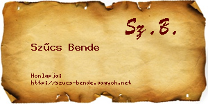 Szűcs Bende névjegykártya