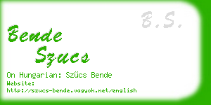 bende szucs business card